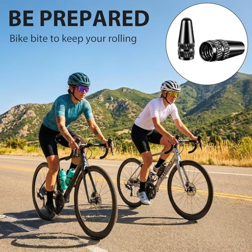 Abeillo Black Presta Valve Cap, 8 Pack Aluminum Anodized Bike Valve Stem Caps