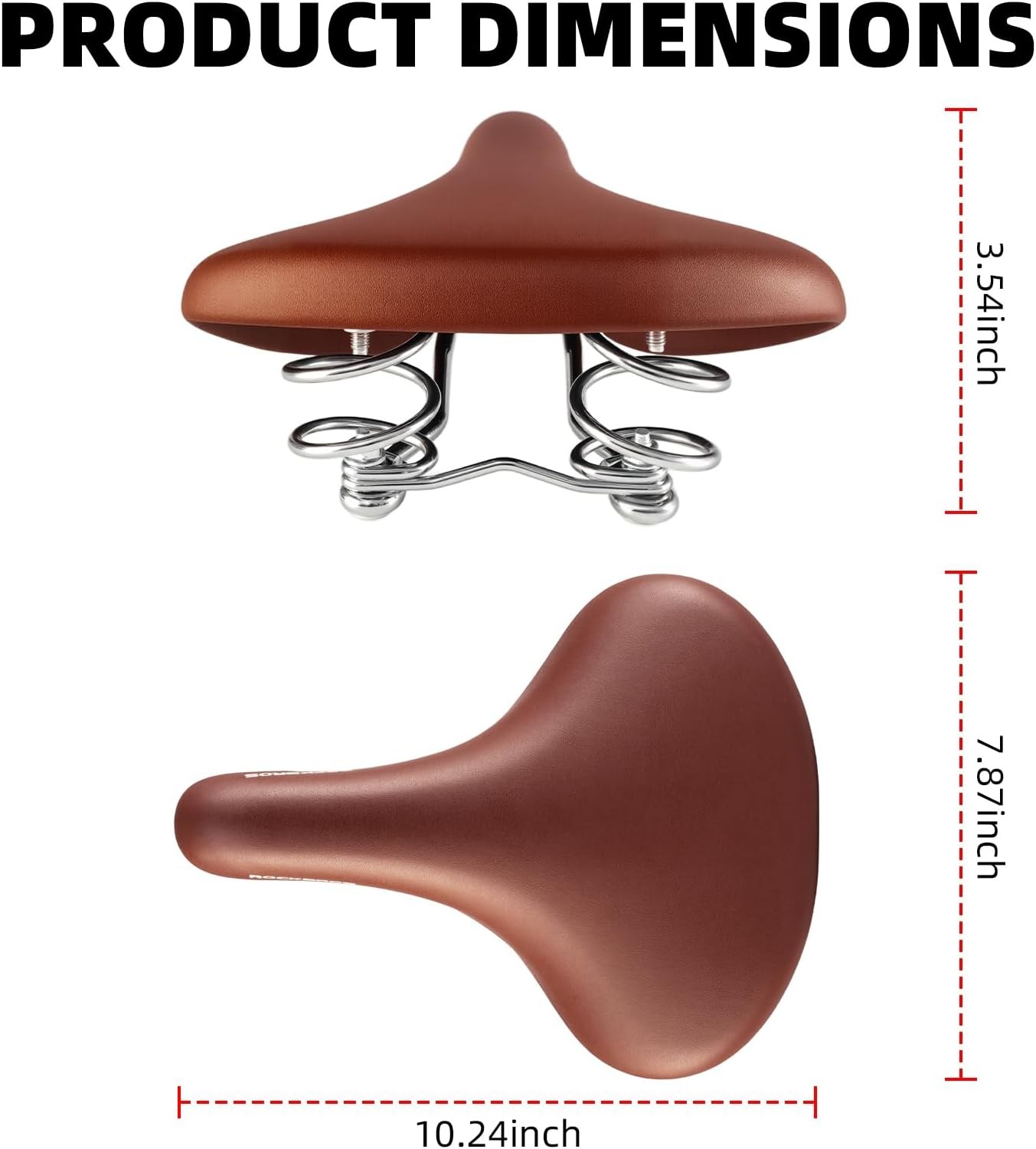 ROCKBROS Bike Seat Comfort Bicycle Saddle Cushion Waterproof Vintage Brown+Light
