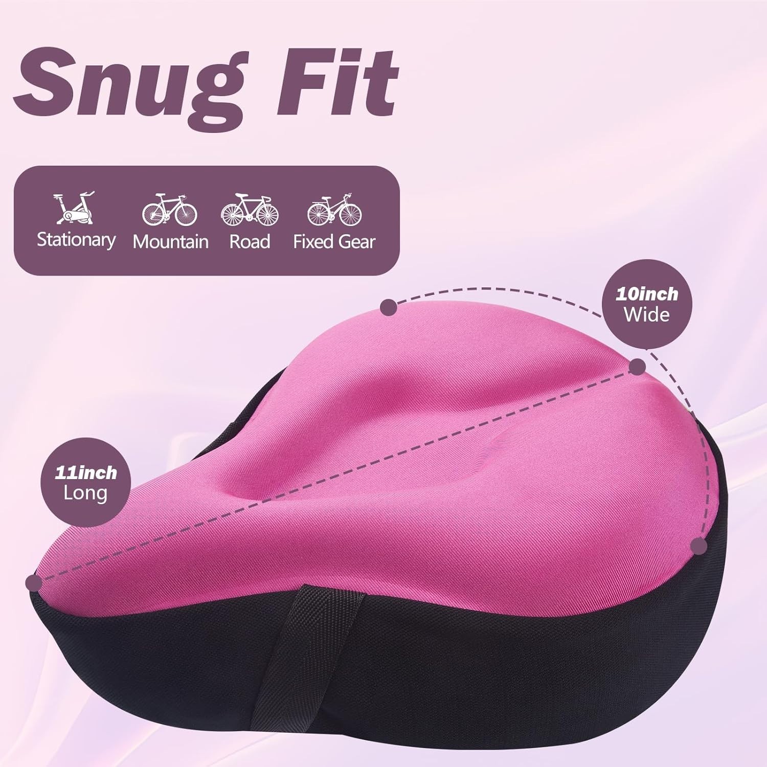 Large Gel Padded Bike Seat Cover – Compatible with Peloton & Mountain Bikes