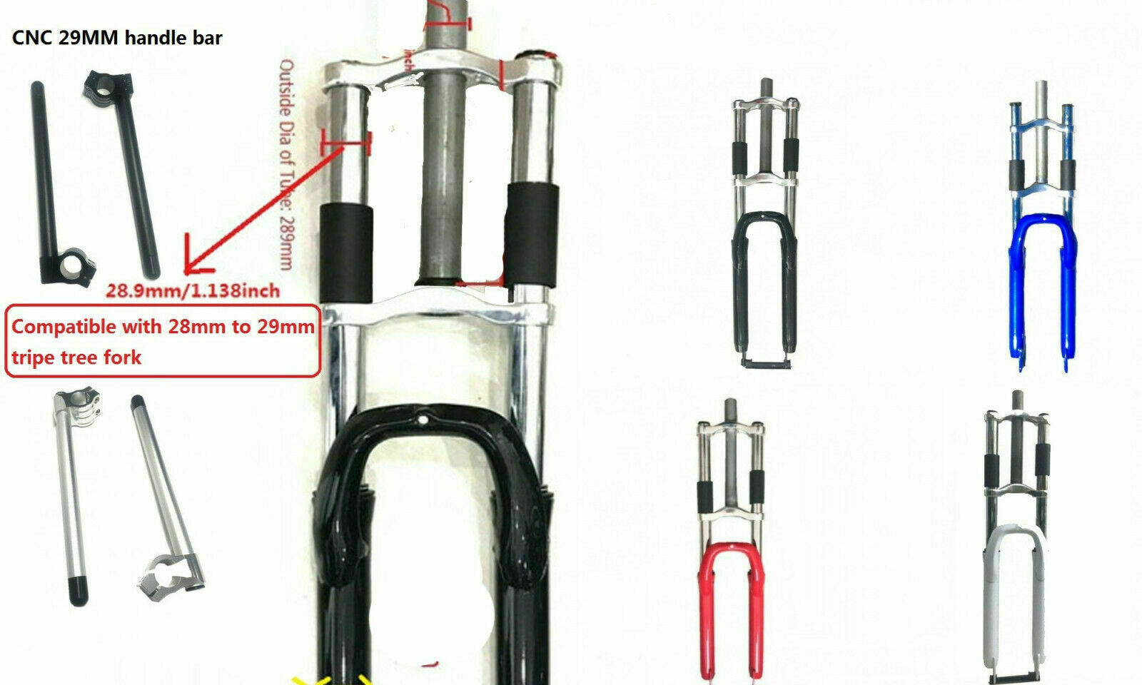 CDH Red 26″ Bicycle Suspension Fork & Headset & 44T Crankset -Gas Motorized Bike