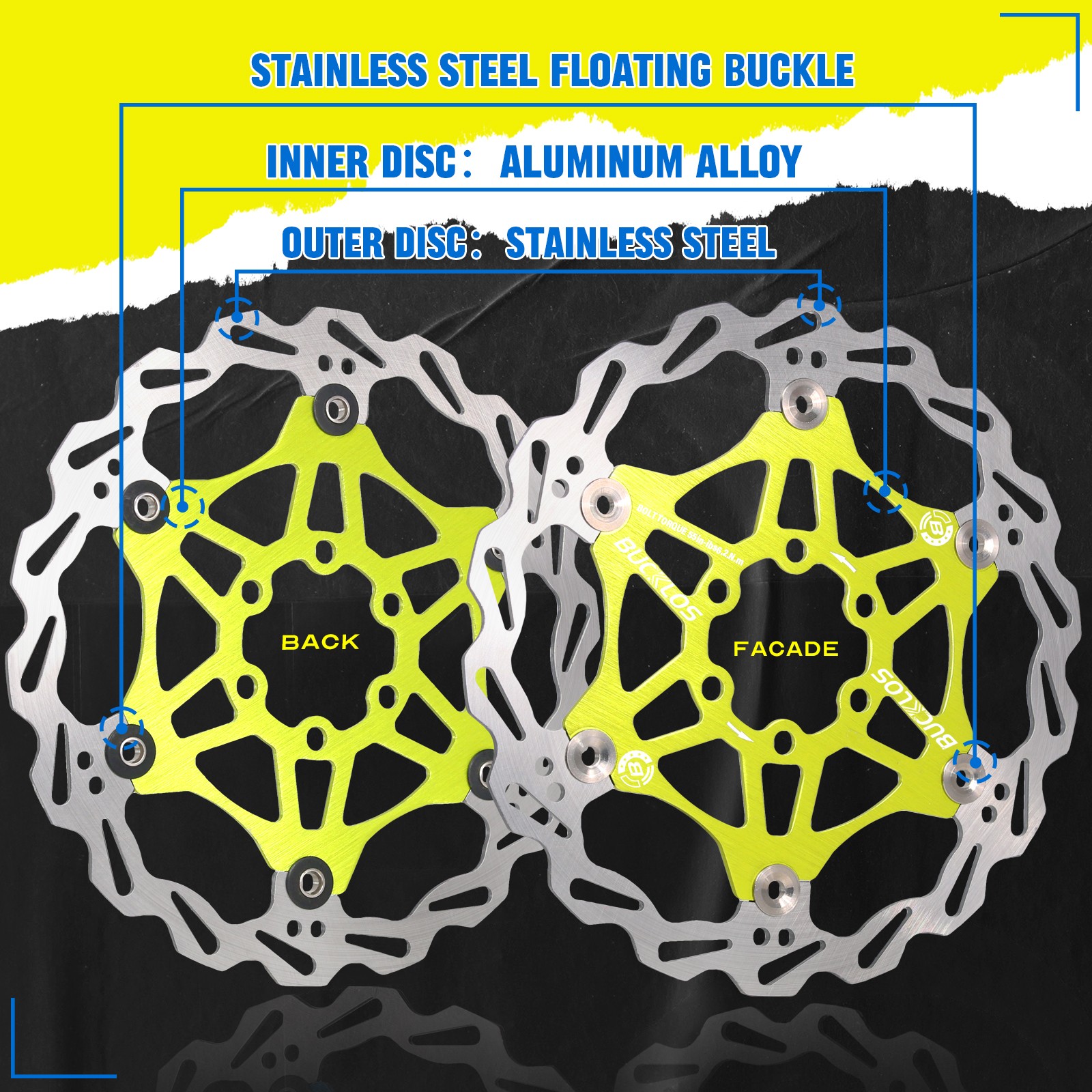 140/160/180/203mm Floating Rotor Hydraulic Disc Bike Brake Rotor MTB/Road 6 Bolt