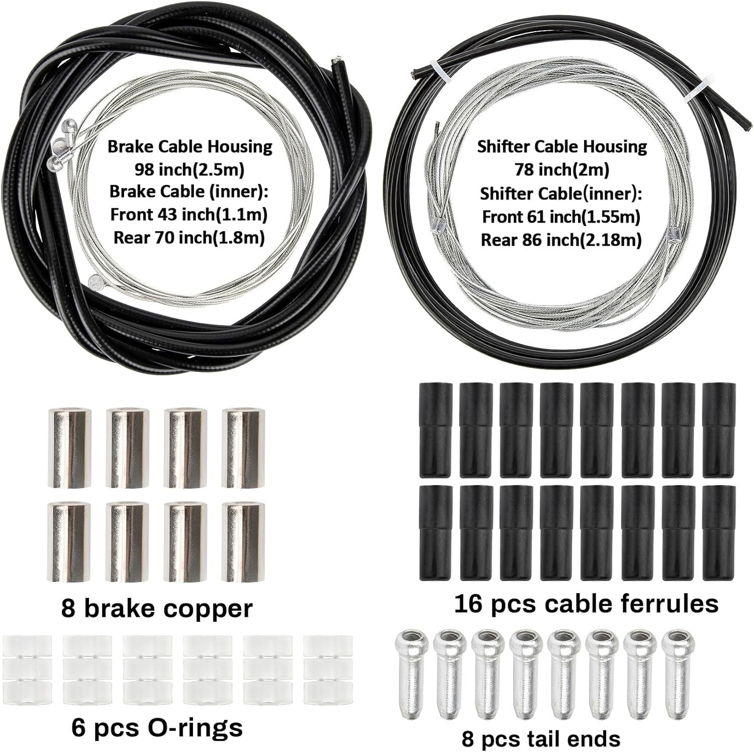 RAINFLOW 44PCS Bike Brake Cable Kit Universal Shifter & Brake Cables