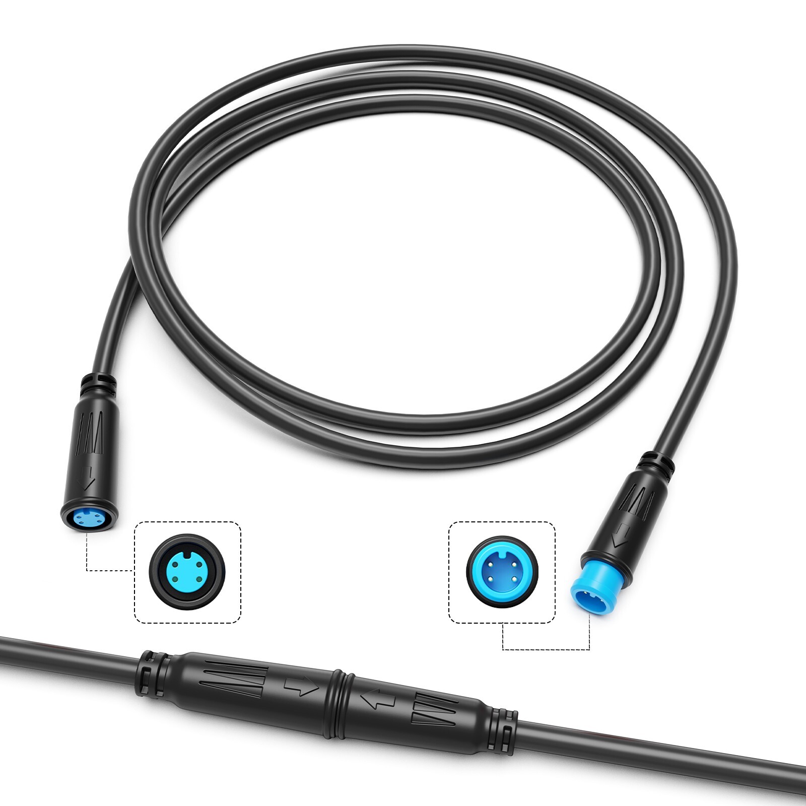 Extension Cable 2/3/4/5Pin Waterproof Plug For Electric Bicycle Connector Cable