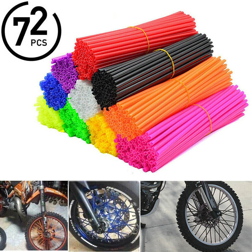 72Pcs Motorcycle Dirt Bike Spoke Skins Covers Wraps Wheel Rim Guard Protector