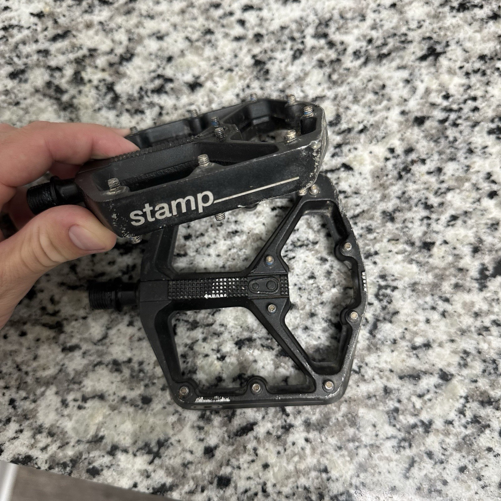 Crankbrothers Stamp Black Aluminum Flat Platform Bicycle Pedals, Pair
