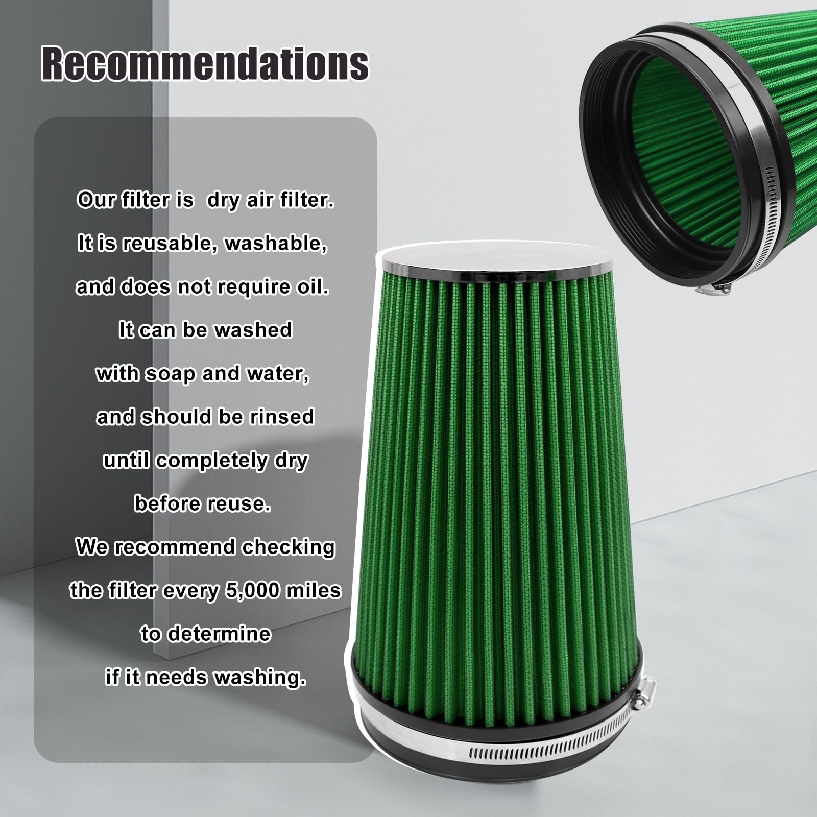 RYANSTAR RACING 152mm 6″ High Flow Round Tapered Cone Closed-Top Washable Cla…