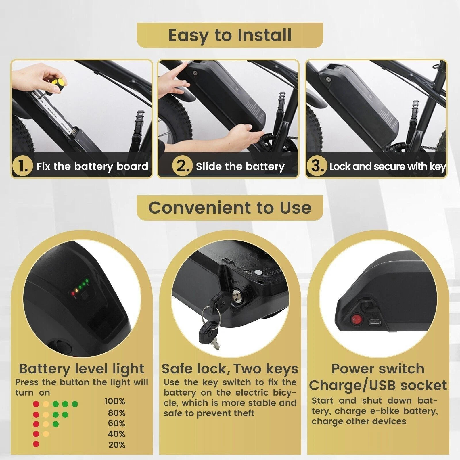 52V/48V/36V 10AH/15AH/20AH eBike Hailong lithium battery for bike 0-2000W Motors