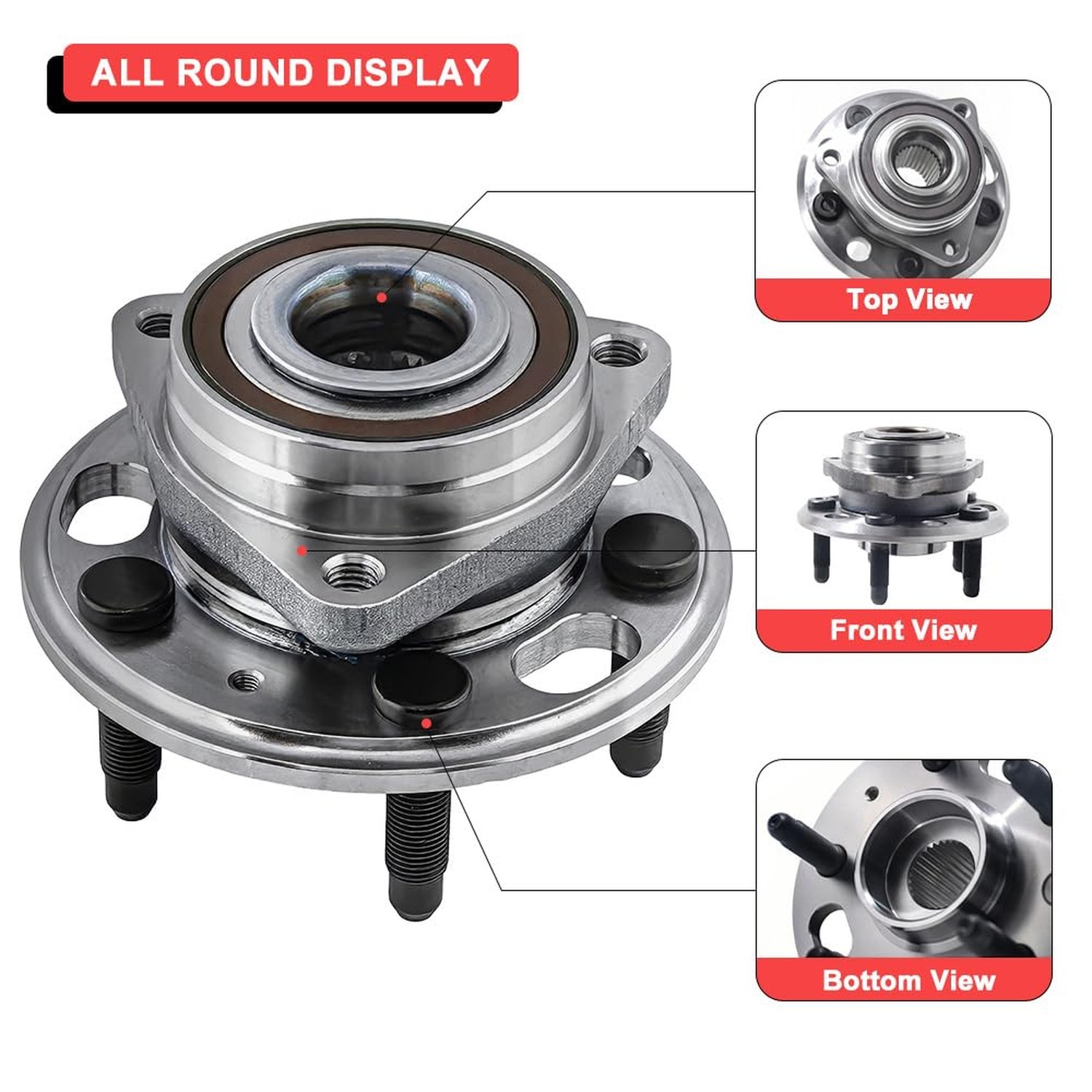MotorbyMotor 513288 Front Wheel Bearing and Hub Assembly with 5 Lugs for Chev…