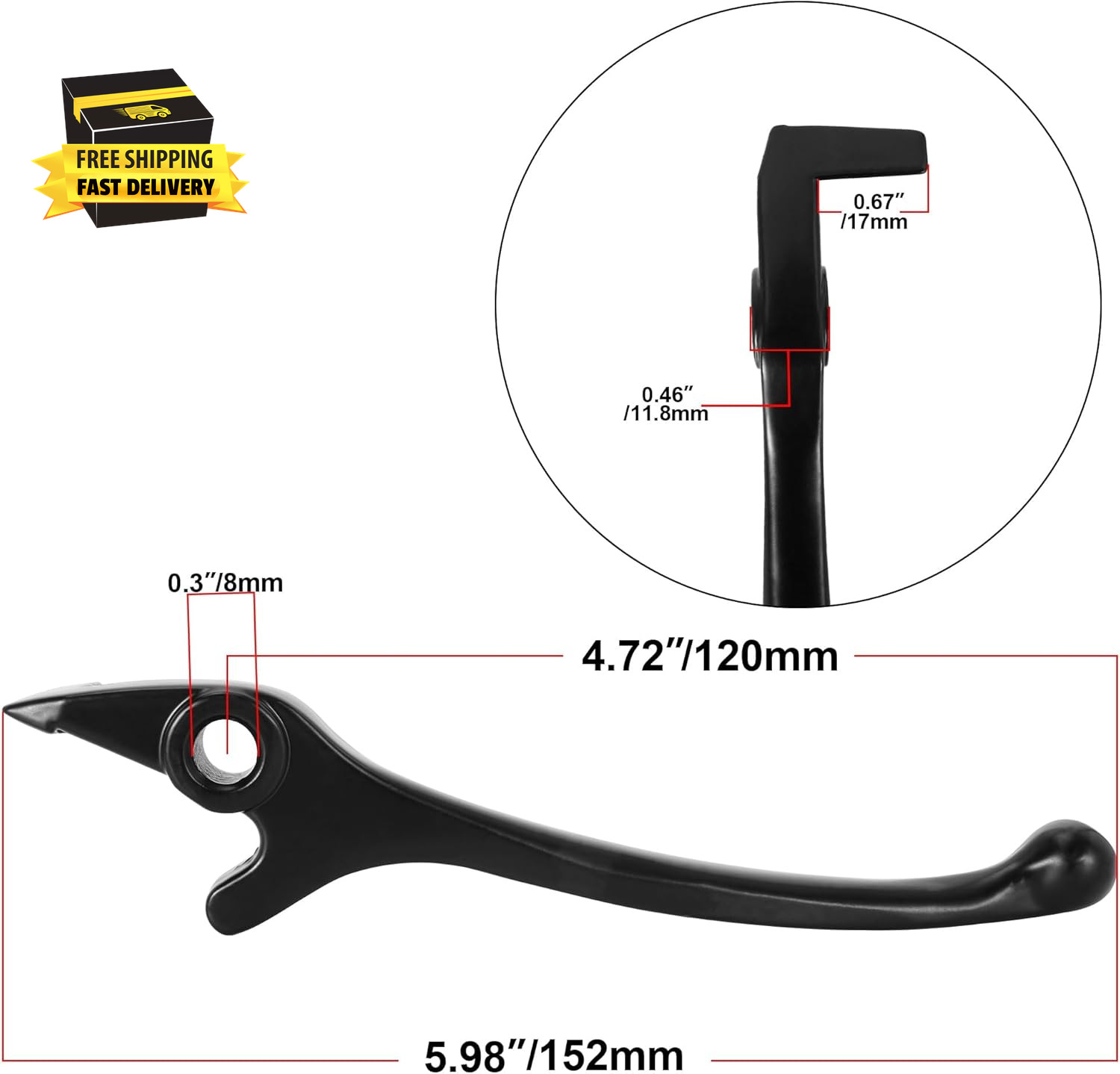 Right Disc Dirt Bike Brake Lever – Universal Motorcycle Brake Lever Handle – Com