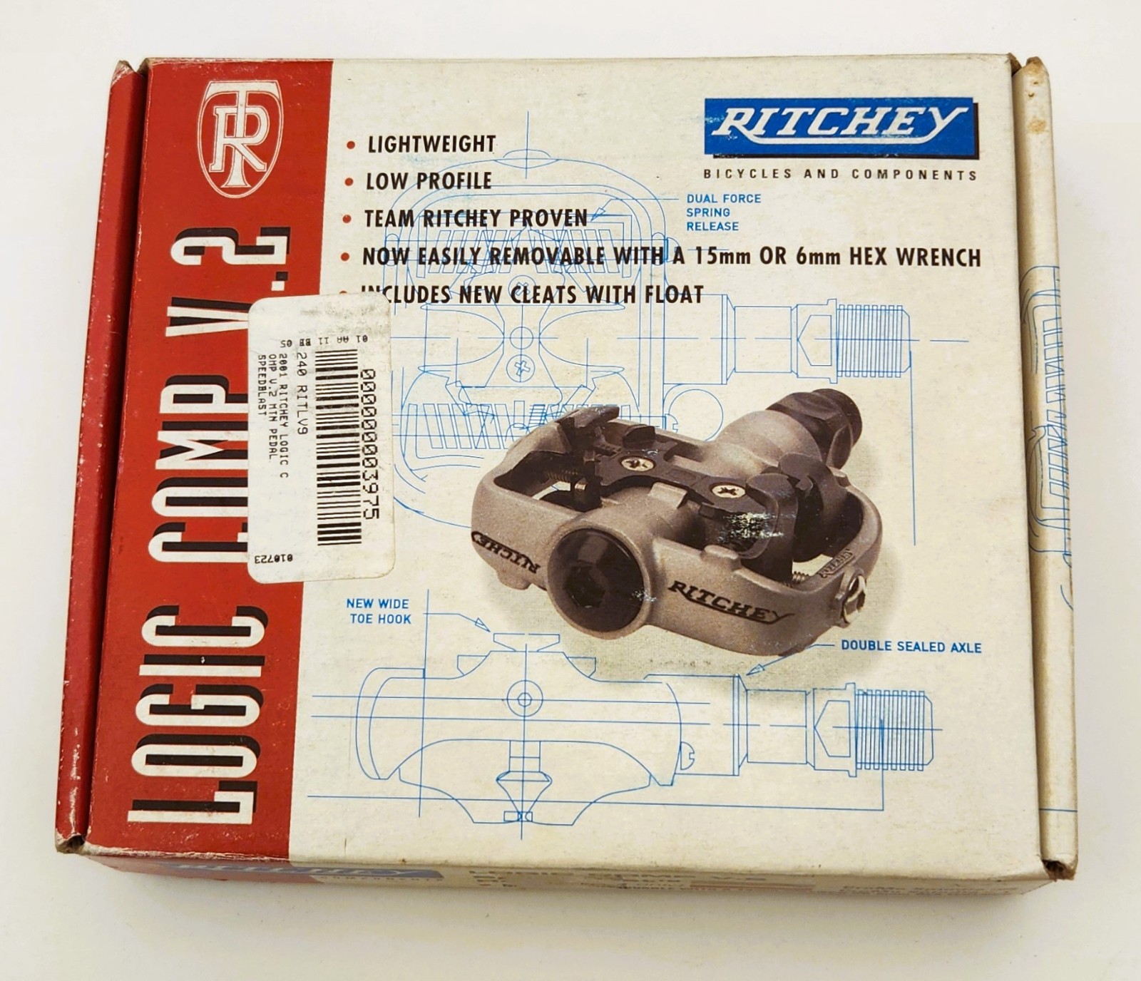NOS/NIB RITCHEY LOGIC COMP V.2 SPEEDBLAST PEDALS W/CLEATS CRMO SPINDLE 9/16
