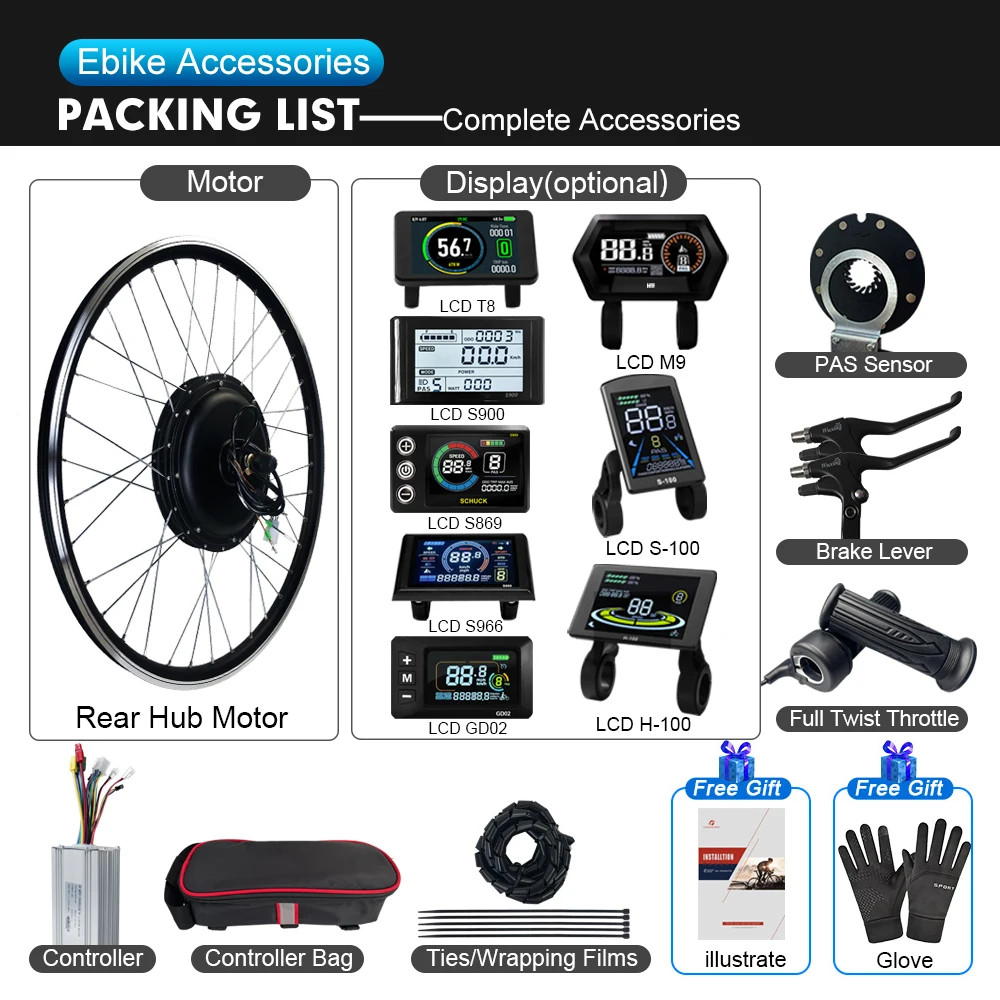 Mountain E-bike Conversion Kit 48V 1000W Brushless Rear Cassette Hub Motor Wheel