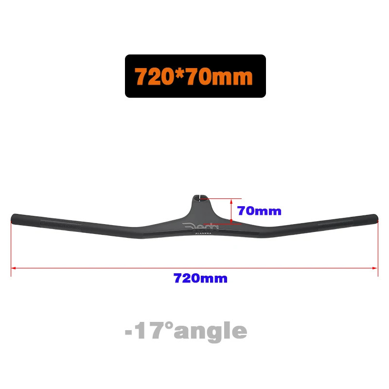 Integrated MTB Handlebar -17° Cockpit Carbon Fibre XC Handlebar 28.6mm 720-800mm