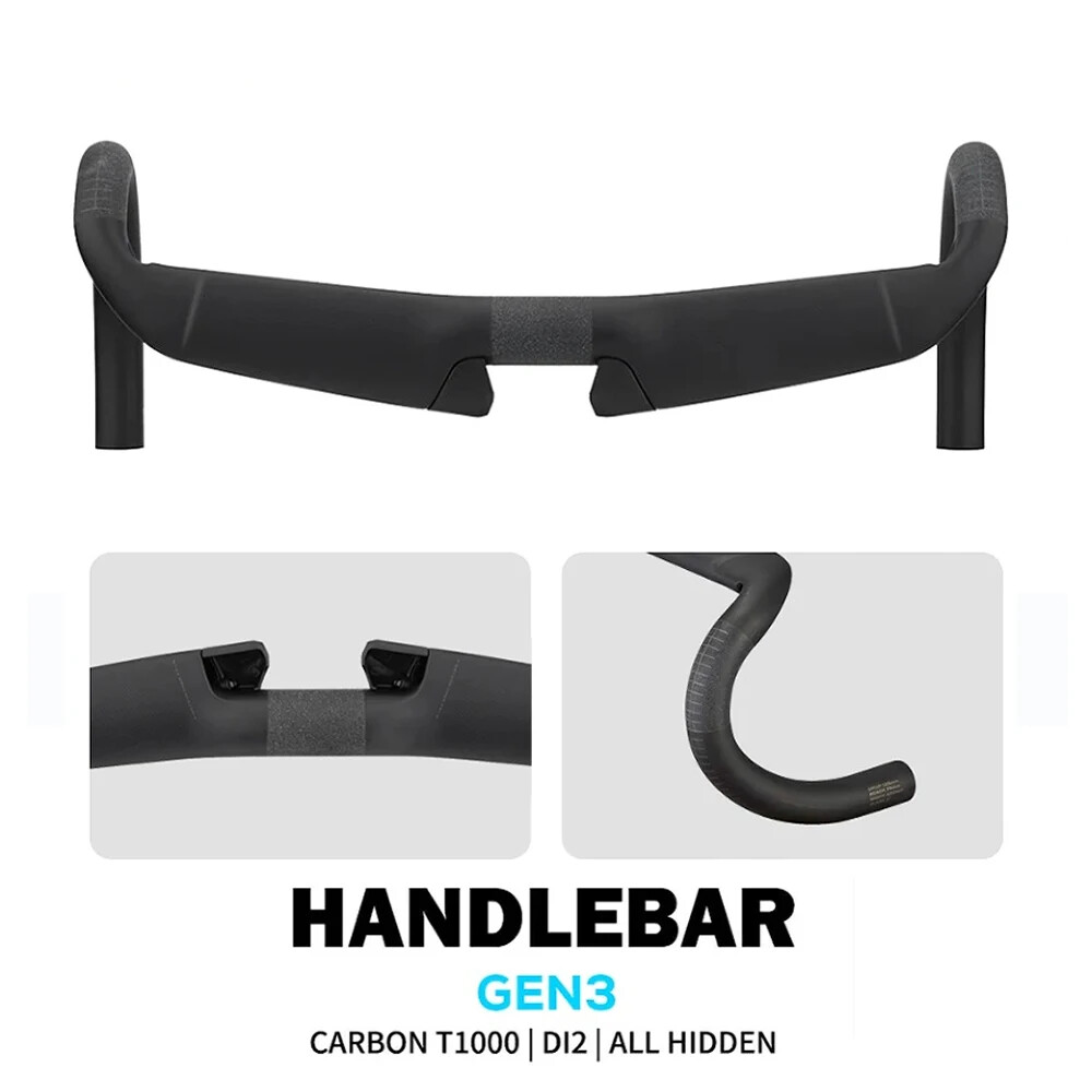Carbon Fiber Road Bike Handlebar DI2 Flare 2° Cockpit 380mm 400mm 420mm 440mm