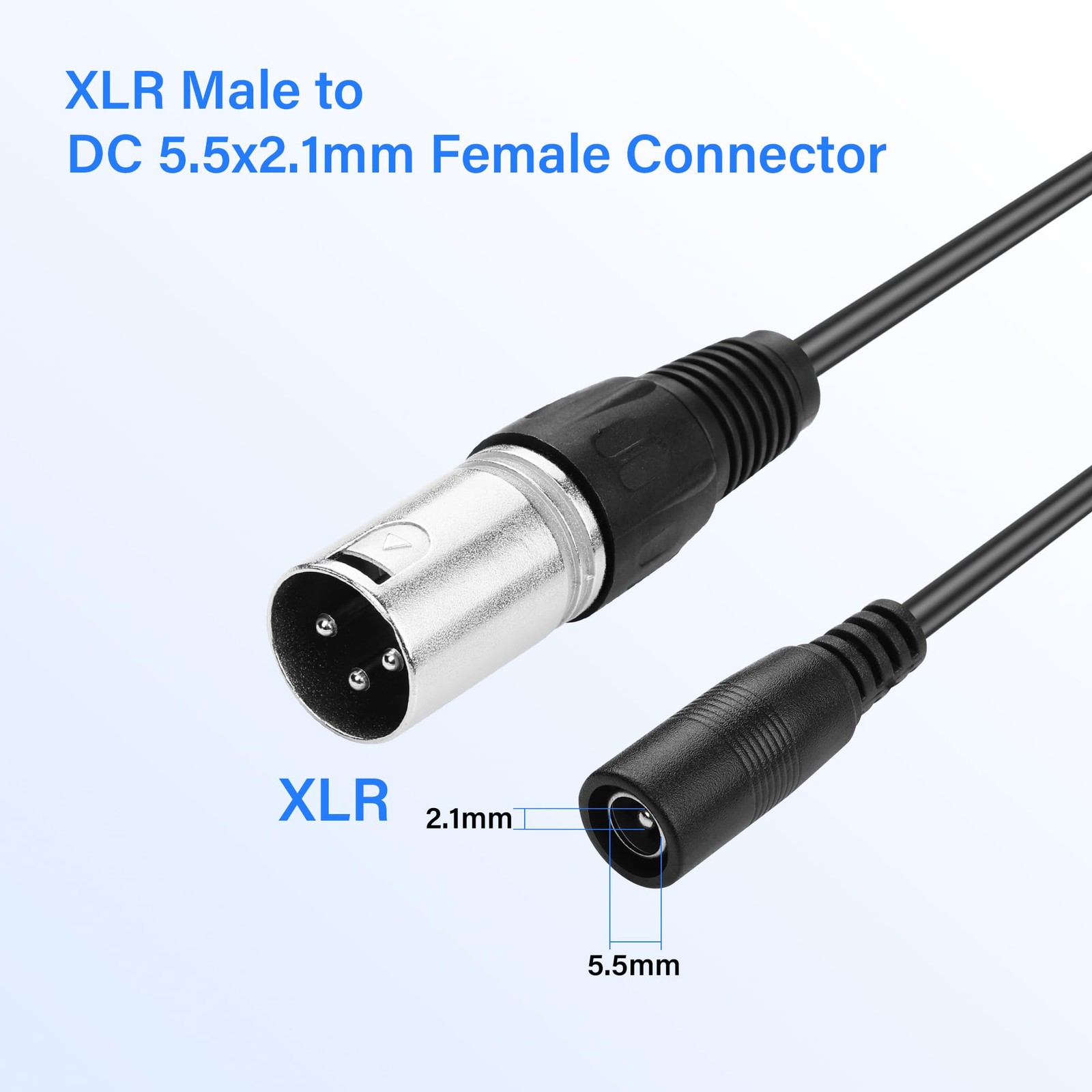 PNGKNYOCN 2A DC Power Cable,2 Pack DC 5.5 x 2.1mm Female to 3 pin XLR Male Po