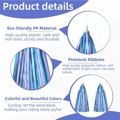 1 Pair Bike Handlebar Streamers, Colorful Bike Tassels, Light Blue Purple