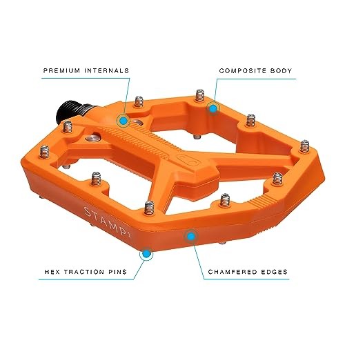 Stamp Flat MTB Pedals – Size-Specific, Lightweight, Large Orange Stamp 1 Gen 2