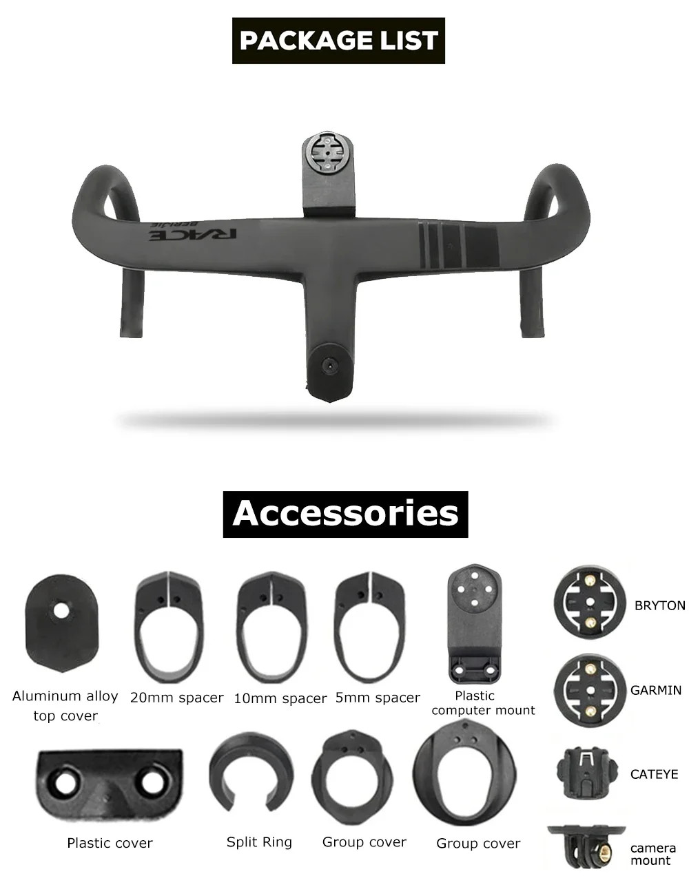 Road Bicycle Full Carbon Fiber Integrated Handlebar High Rigidity 380-440mm