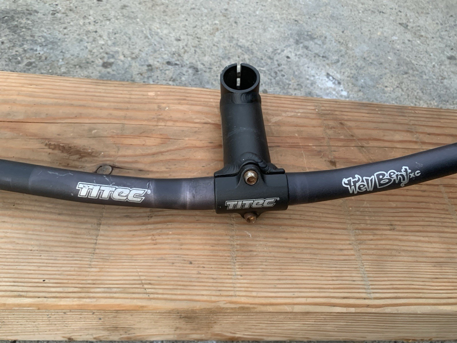 Vintage TITEC Hell Bent XC Riser MTB Aluminum Handlebar And Stem 640mm, Black
