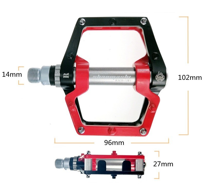 Aluminum Road MTB Mountain Bike Bicycle Pedal 3 Bearing Flat Pedals Black Red