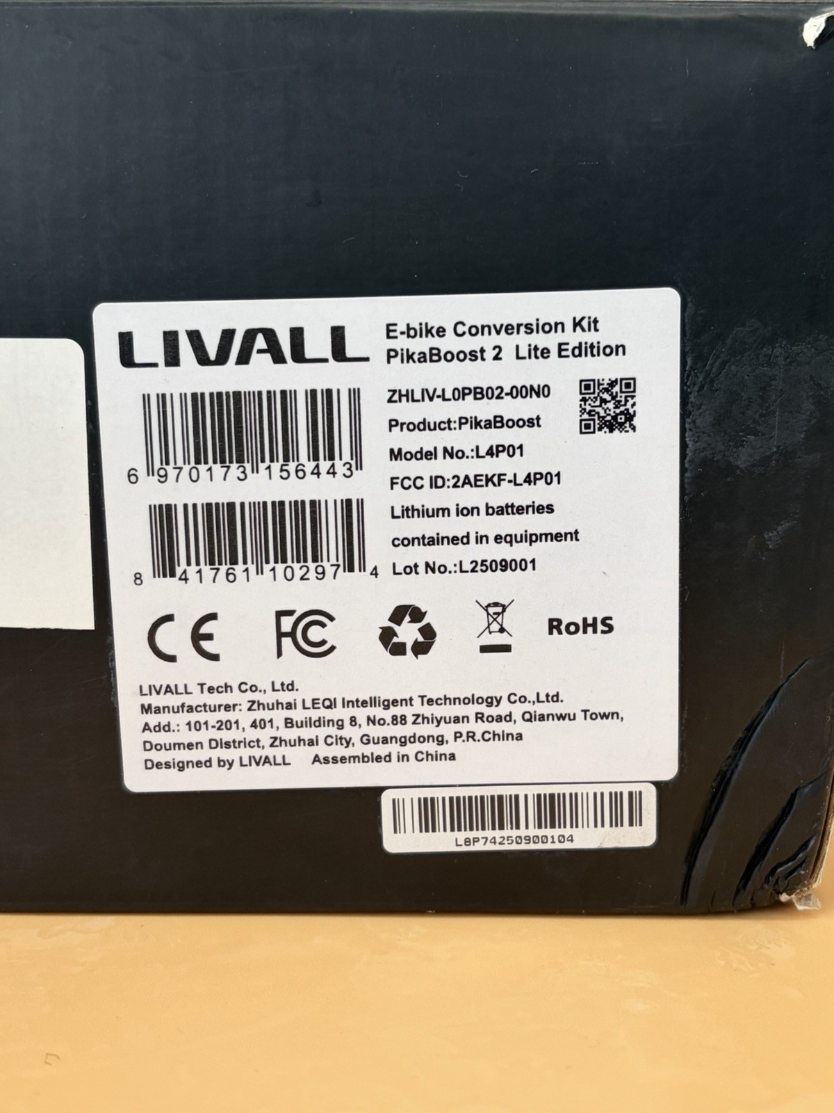 LIVALL PikaBoost 2 Lite E-Bike Conversion Kit 36V Li-Ion 5Ah 180Wh