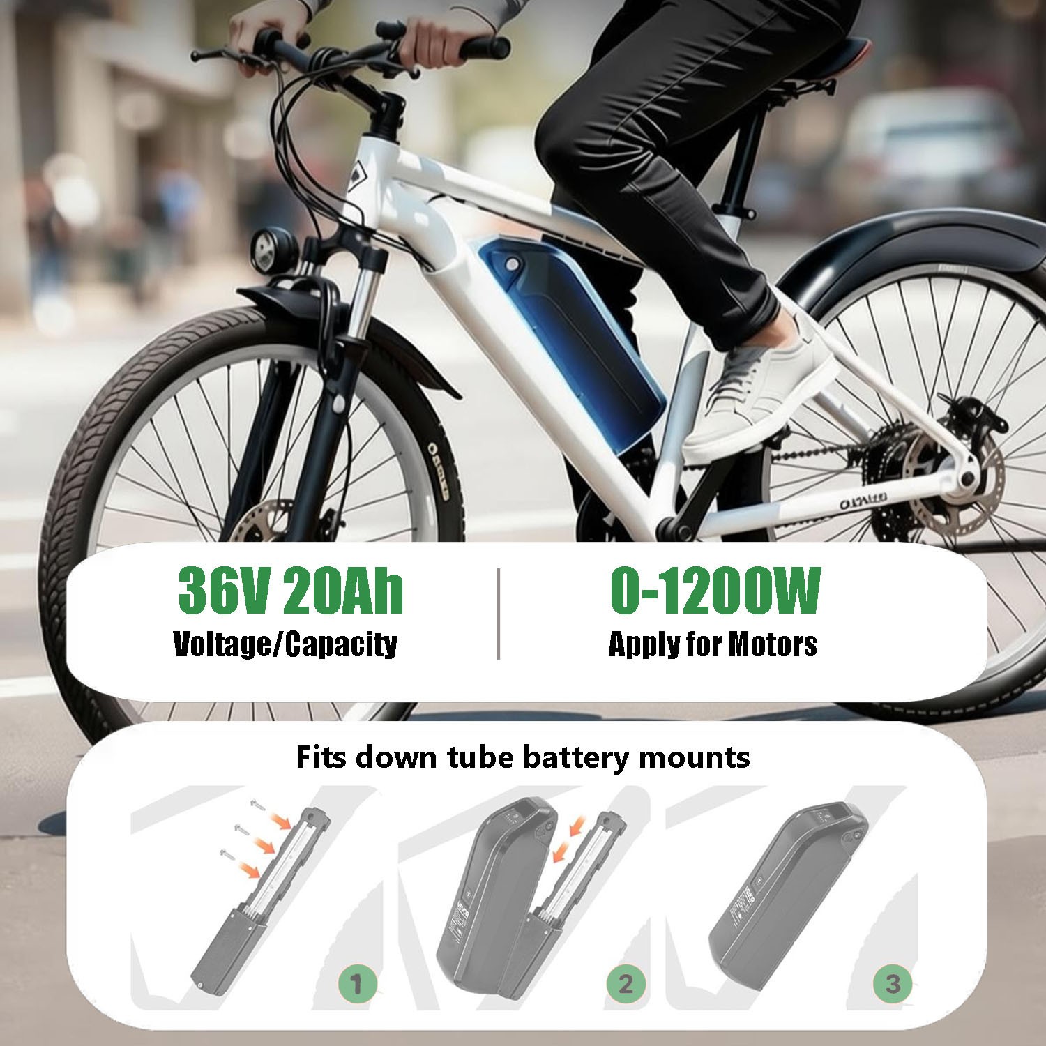 UUG Electric Bicycle 52V/48V/36V Ebike Li-ion Battery w/USB for 2000W Motor 5Pin