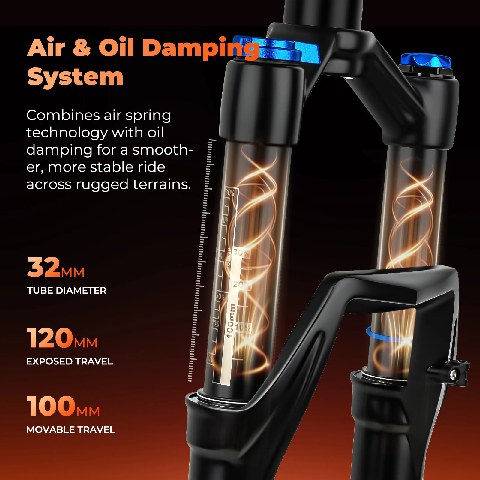 MTB Suspension Air Oil Fork BOOST Thru Axle Front Fork 120mm Travel 27.5/29inch