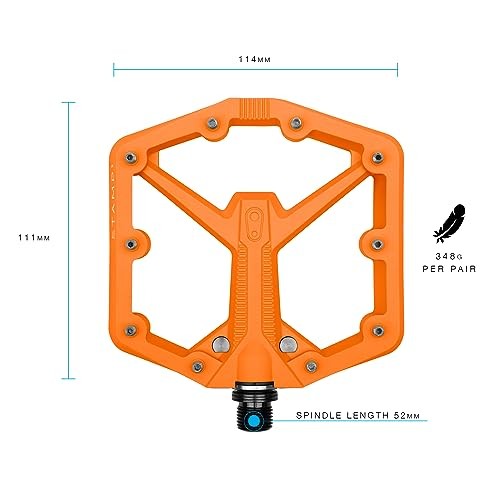 Stamp Flat MTB Pedals – Size-Specific, Lightweight, Large Orange Stamp 1 Gen 2