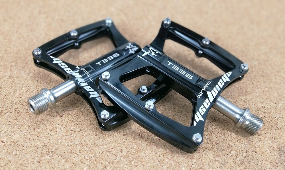 SMS Ultralight 9/16″ Titanium Flat Bicycle Pedals MTB Road Bike Pedals 3 Bearing