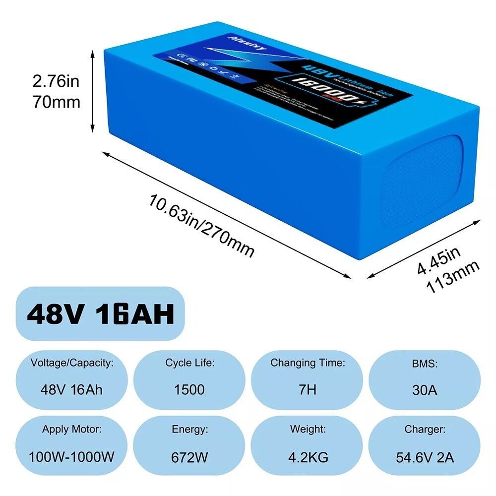 Aleaviy 36V 20Ah Electric Battery Lithium Battery Pack 20000mAh Li ion + Charge