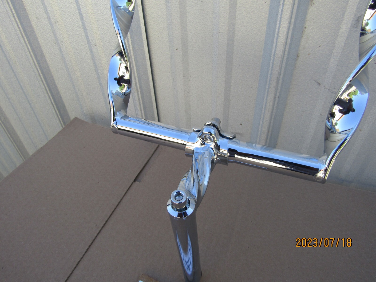 NEW CHROME LOWRIDER BICYCLE FLAT TWISTED HANDLEBAR & TWISTED GOOSENECK