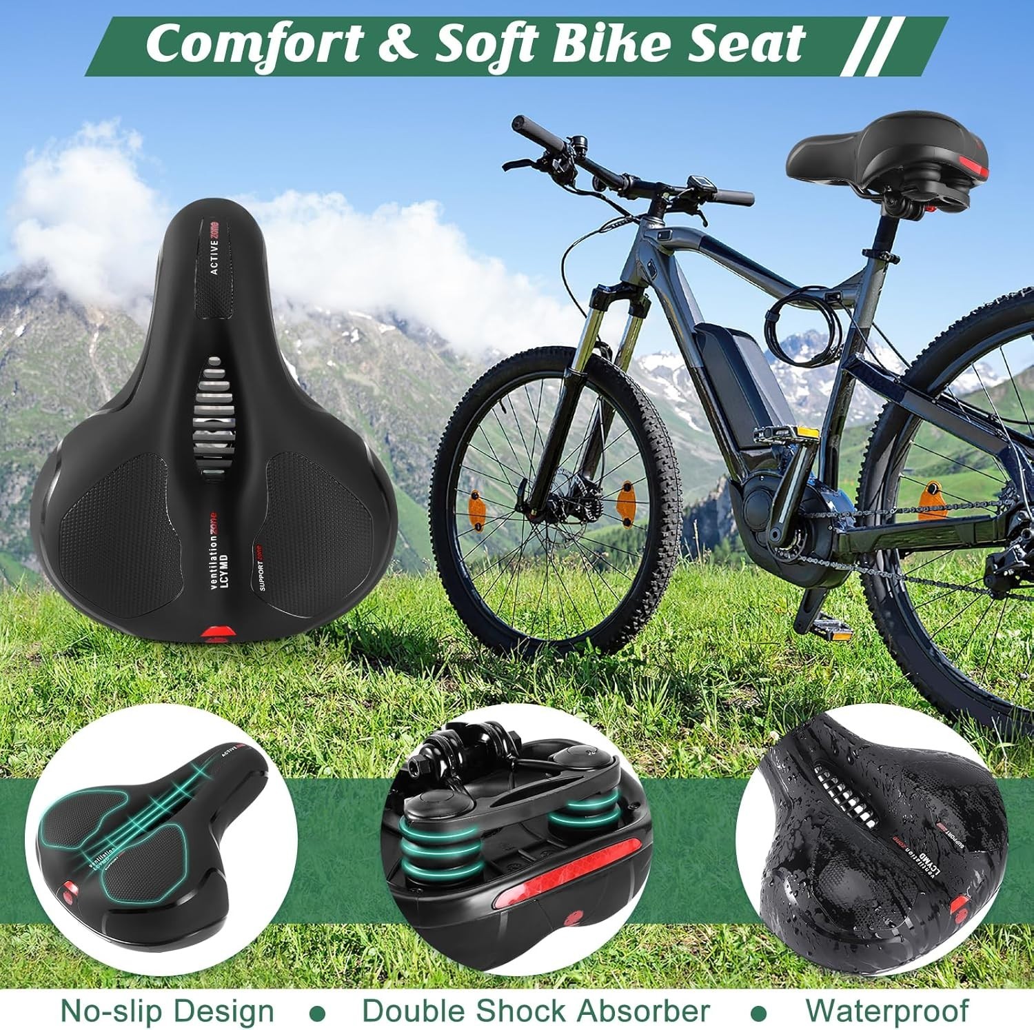 Comfortable Waterproof Bicycle Seat Cushion for Men Women | Memory Foam, Shoc…