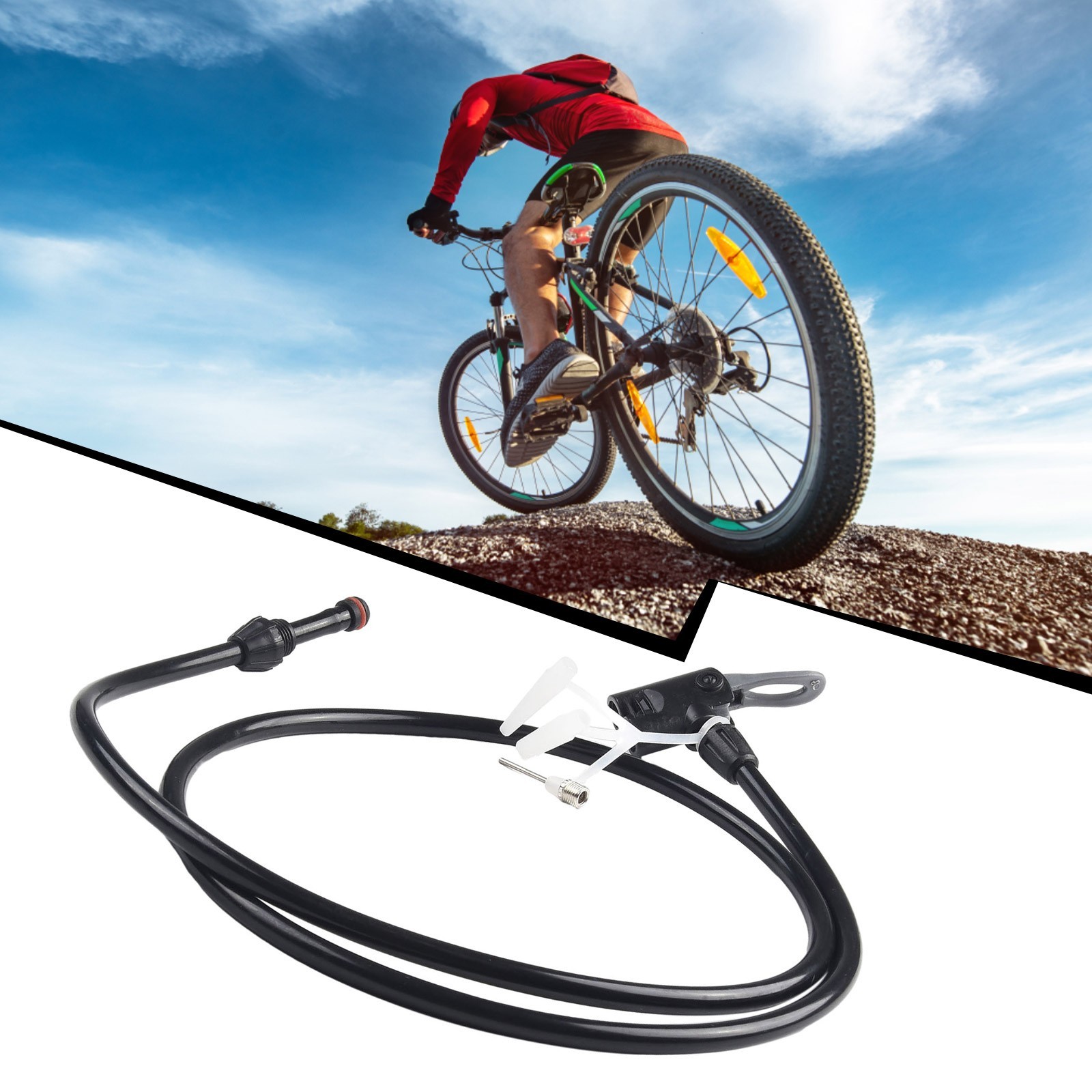 Convenient 125cm Bicycle Pump Tube Hose Extension for Multiple Nozzles