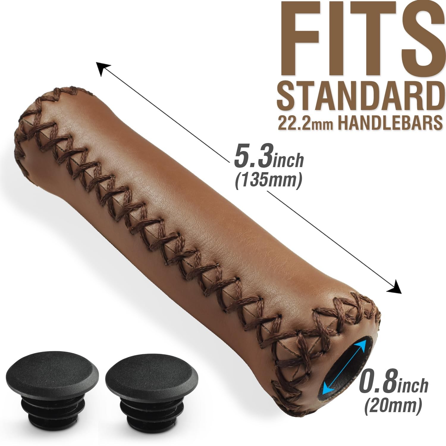 MARQUE Cruiser Bike Handlebar Grips – Brown Vinyl One Size, Light