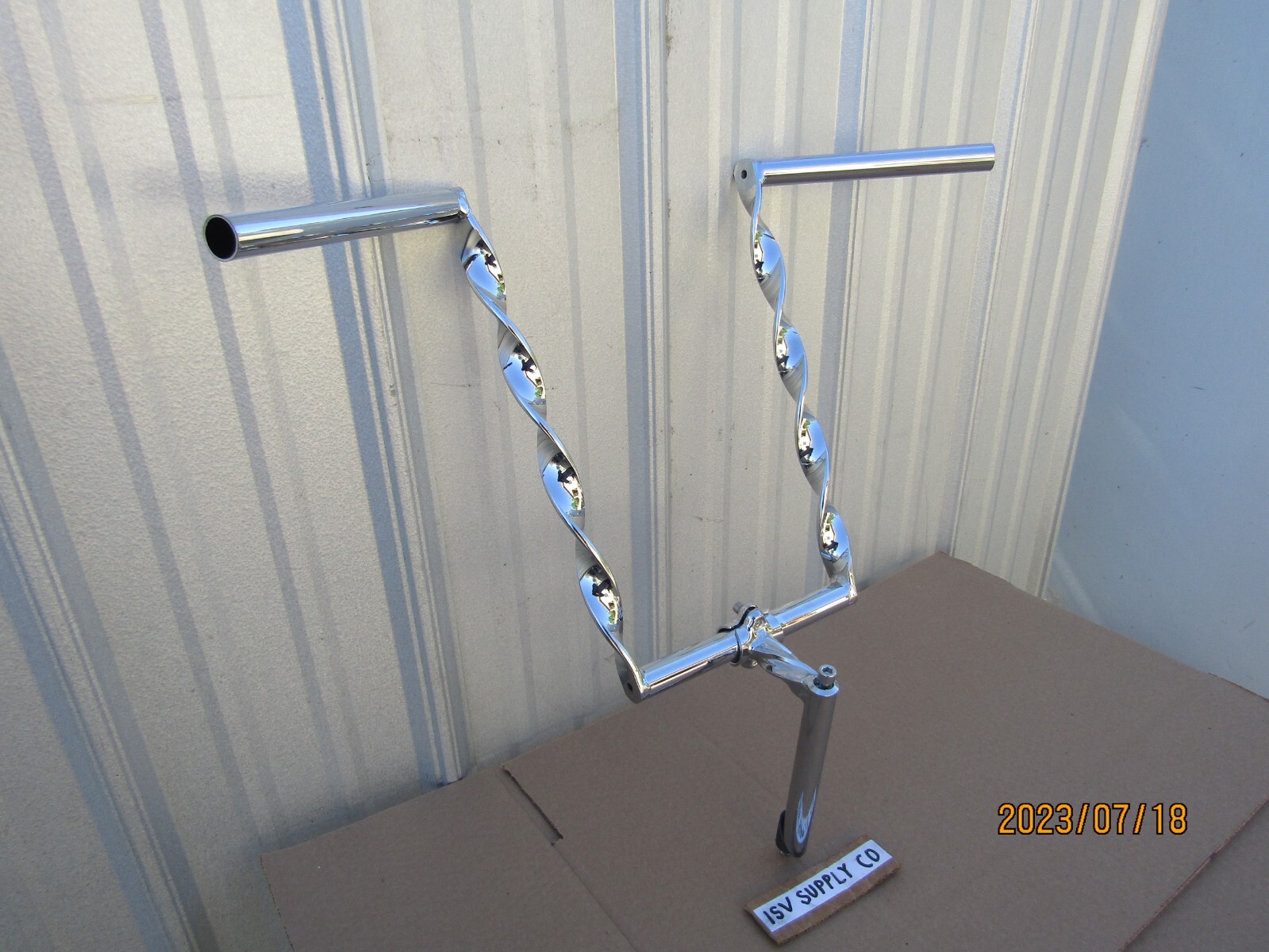 NEW CHROME LOWRIDER BICYCLE FLAT TWISTED HANDLEBAR & TWISTED GOOSENECK