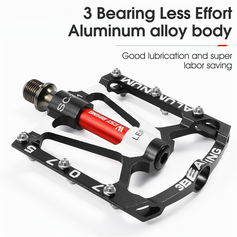 WEST BIKING 3 Sealed Bearing Bicycle Pedals Aluminum Bike Pedals Black 9/16 in