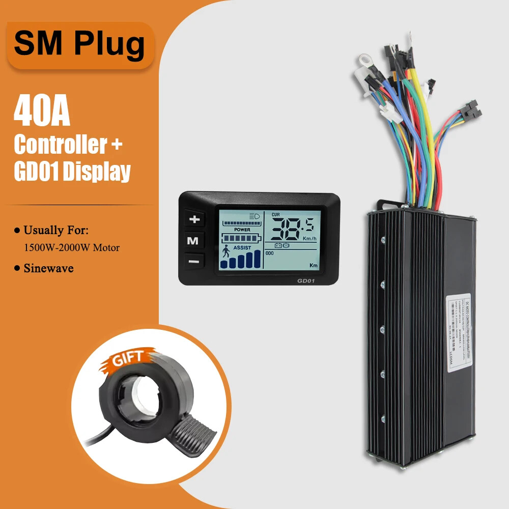 Ebike 36V/48V Controller 40A Three-Mode Sine Wave with LCD Display for Motor Kit