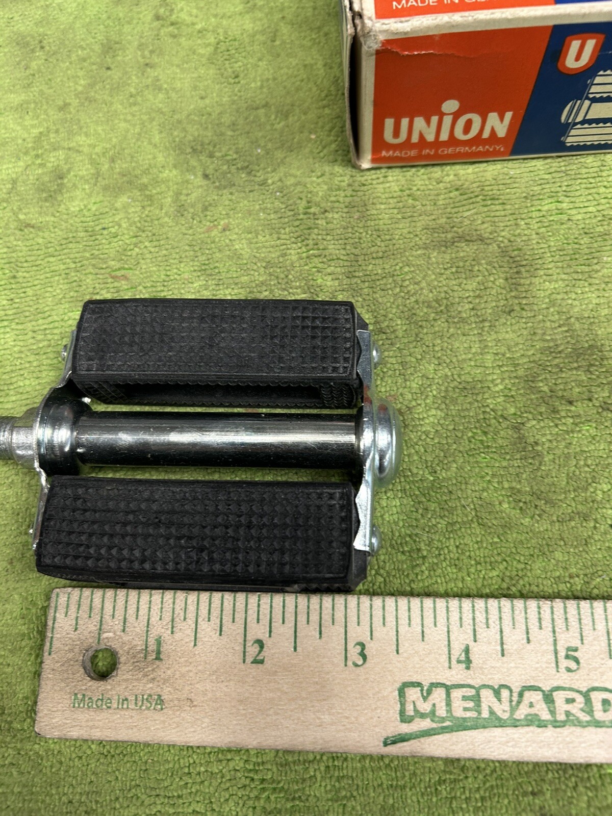 VINTAGE NOS UNION PEDALS BLOCK 1/2 “ MUSCLE BIKE RUBBER 3” GERMANY