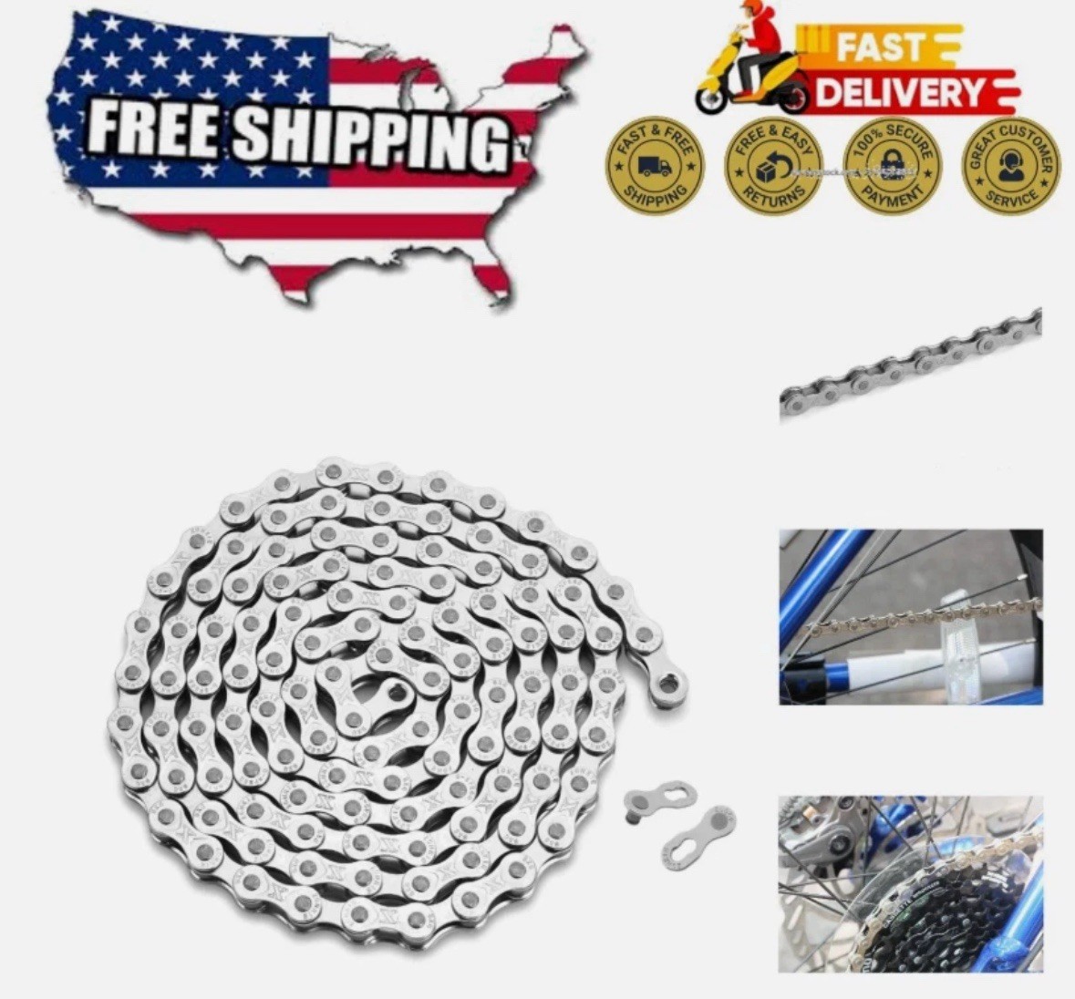 6/7/8 Professional Universal Mountain Bike chain w/116 links.
