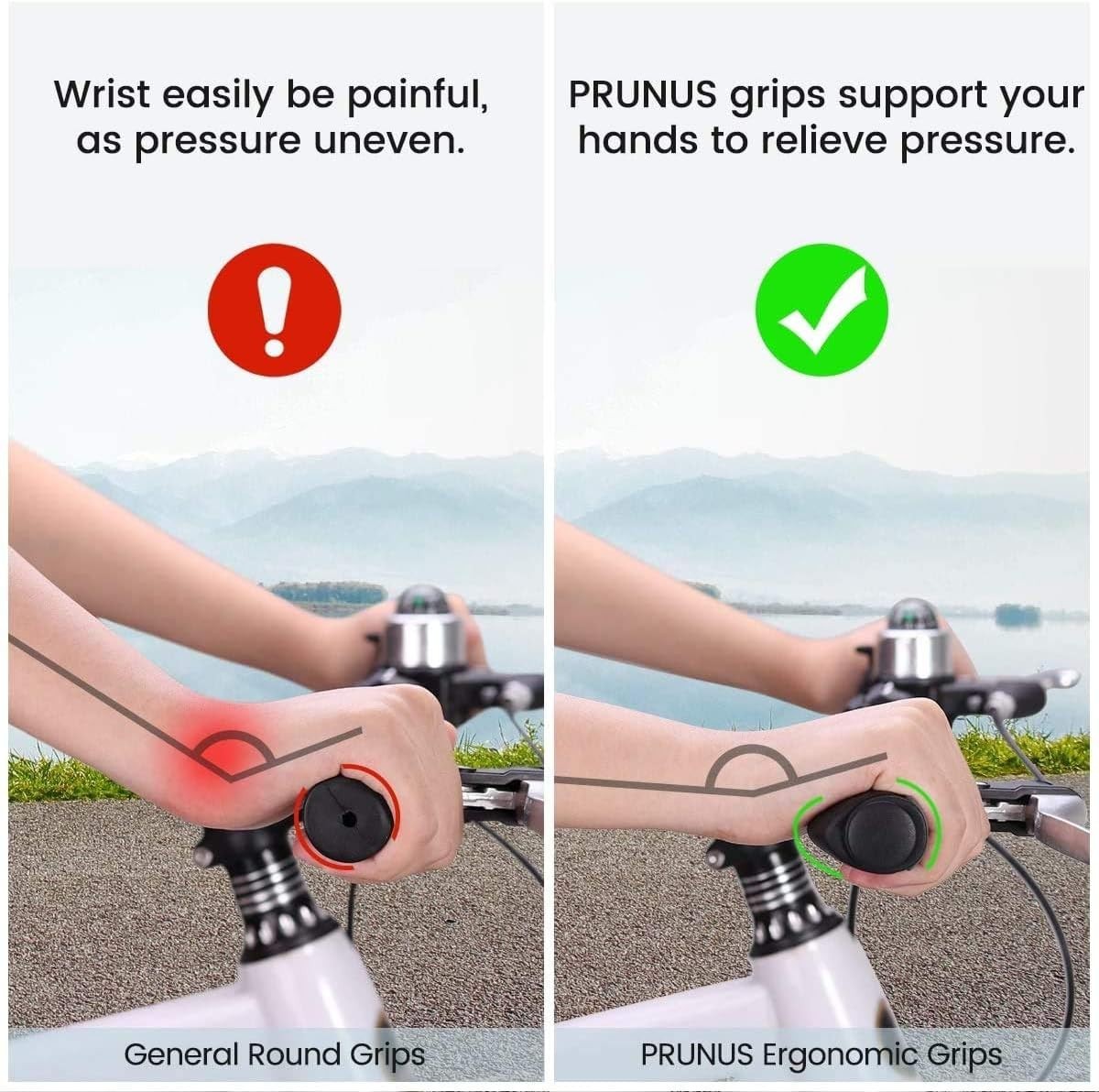 Universal Black & Grey Bike Grips – Comfortable No-Slip Handle for Cyclists