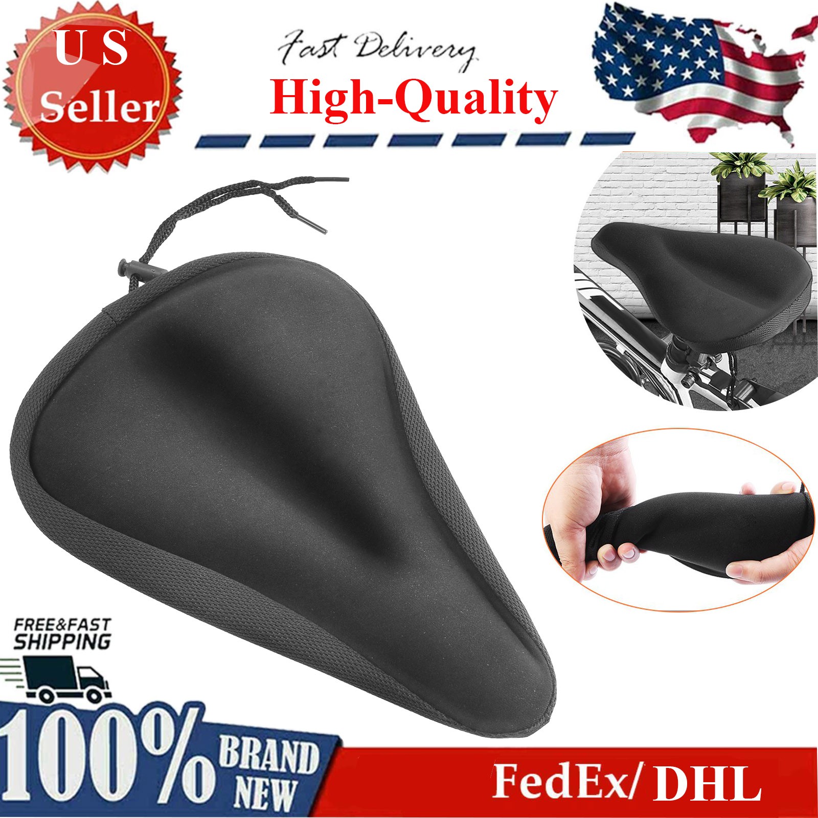 Bicycle Silicone 3D Gel Saddle Seat Cover Comfort Pad Padded Soft Cushion New