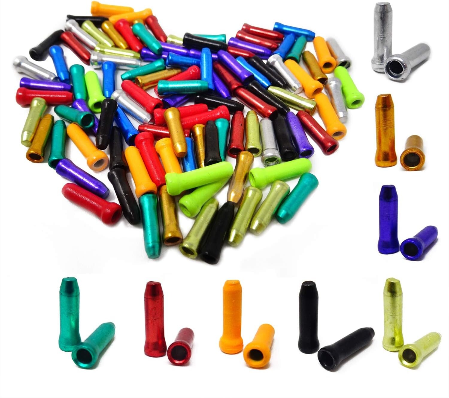 100 Pcs Bike Cable Ends Caps Bicycle Cable End Crimps Mountain Bike Brake Tips