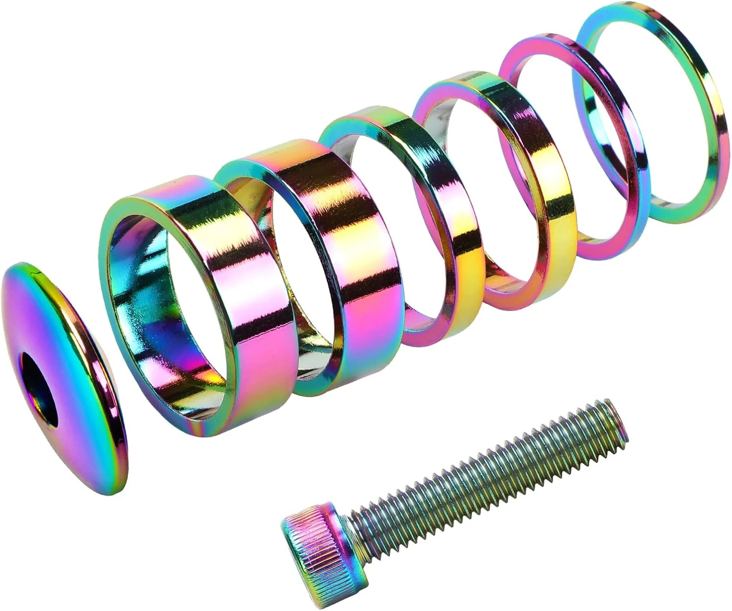 1 1/8 Inch Headset Spacer with Stem Top Cap Bolt Kit Rainbow 28.6mm Fork Tube Wa