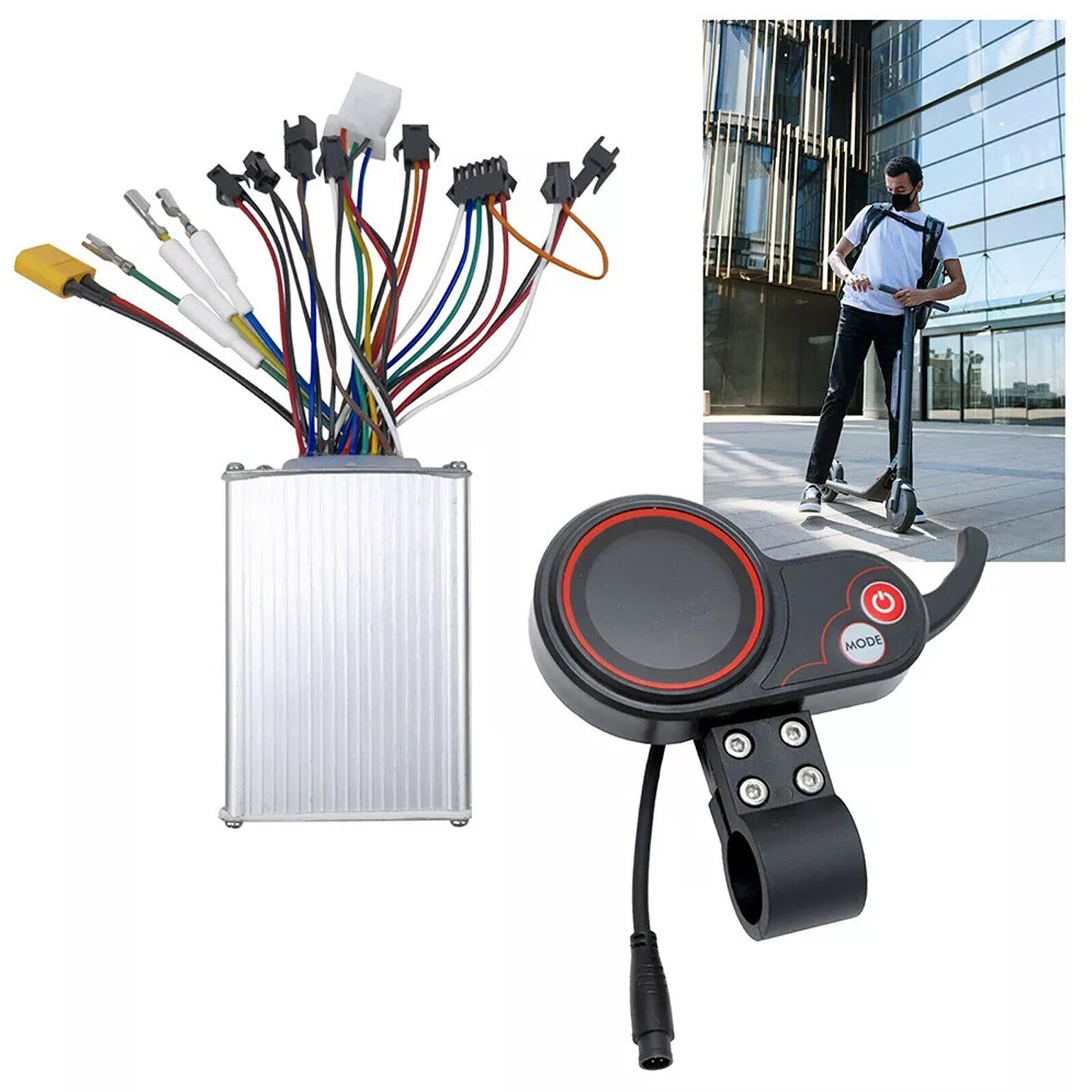 1200W 48V-25A Brushless Motor Controller + LCD Display + 6 Pin Cable For Scooter