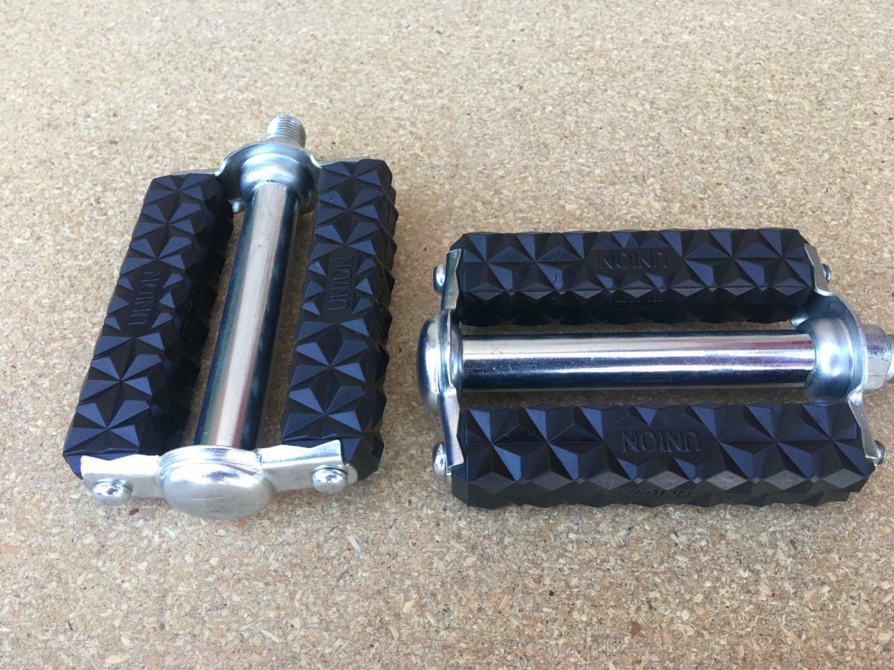 NEW 1/2″ Classic UNION WAFFLE BLOCK Pedals for 1-piece Cranks Schwinn Old School
