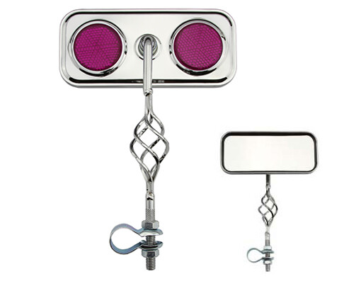 ONE Bike Rectangle Cage Mirror Chrome Purple Reflectors. Bike parts