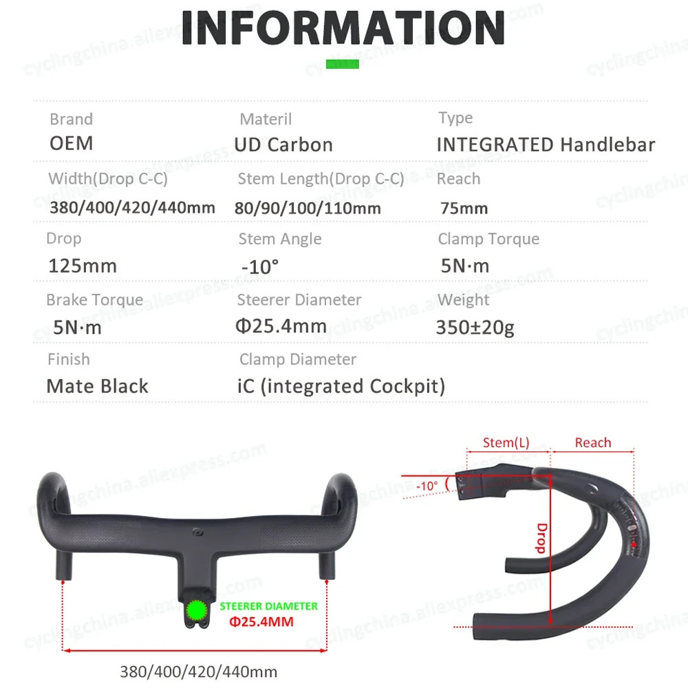 Syncros Creston IC SL Bicycle Aero Bar Diameter 25.4mm with Integrated Cables