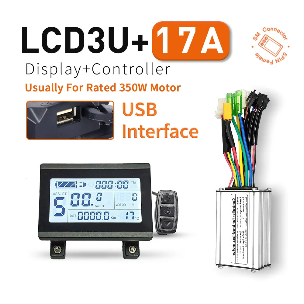 E-bike 15A 17A 22A 250W-500W Controller and 36V/48V LCD3U LCD7U LCD8HU Display