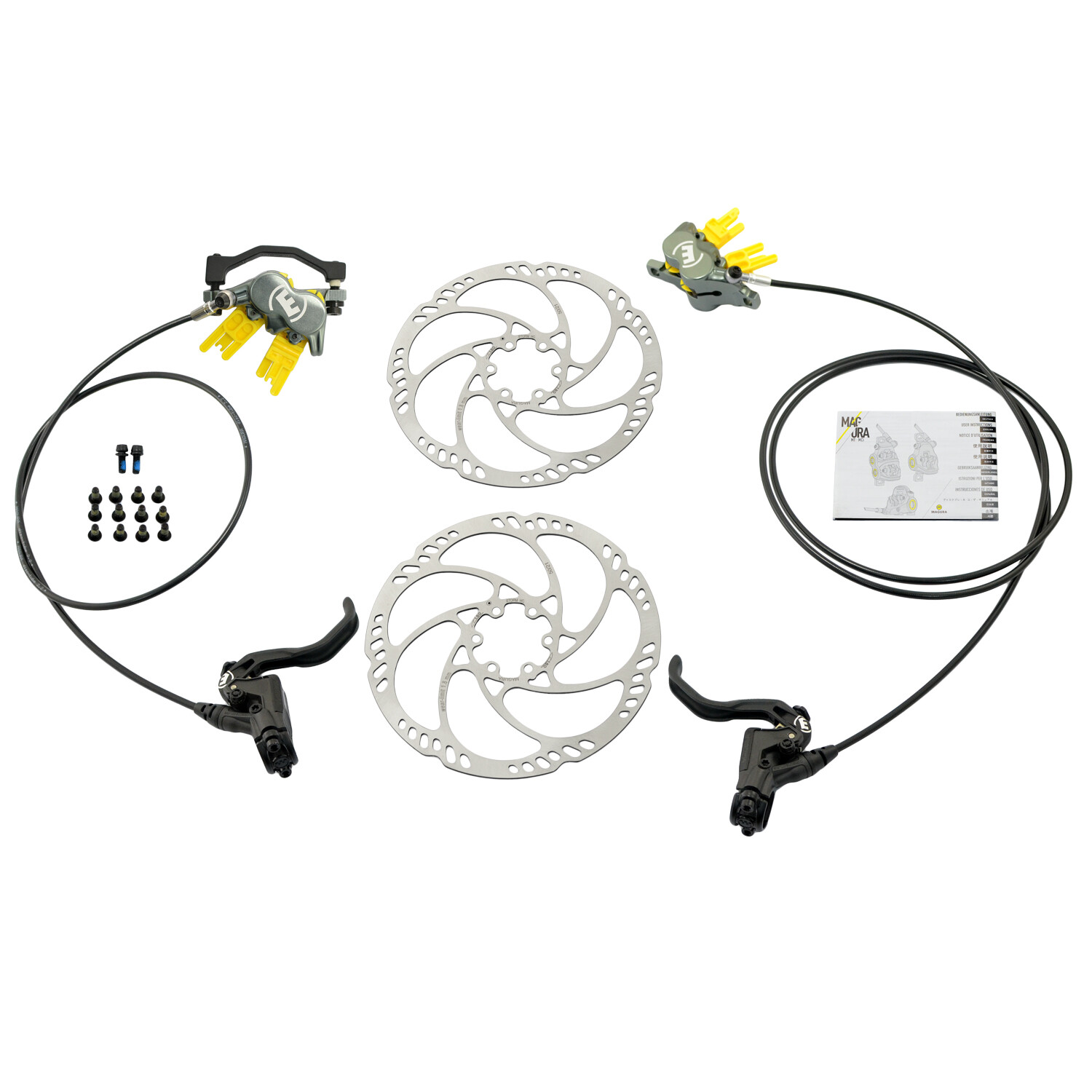 Magura MT7 Pro 4-Piston Post Mount Hydraulic Disc Brake Set w/ 180mm Rotor (F+R)