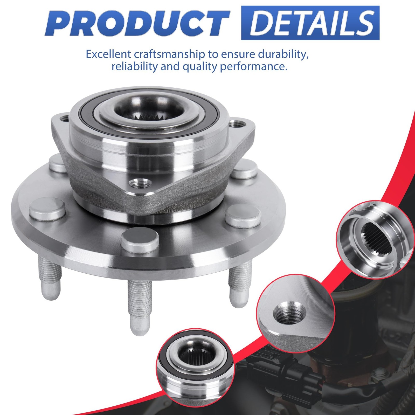 513277 Front/Rear Wheel Hub Bearing Assembly 6 Lug w/ABS Compatible for 2008-…