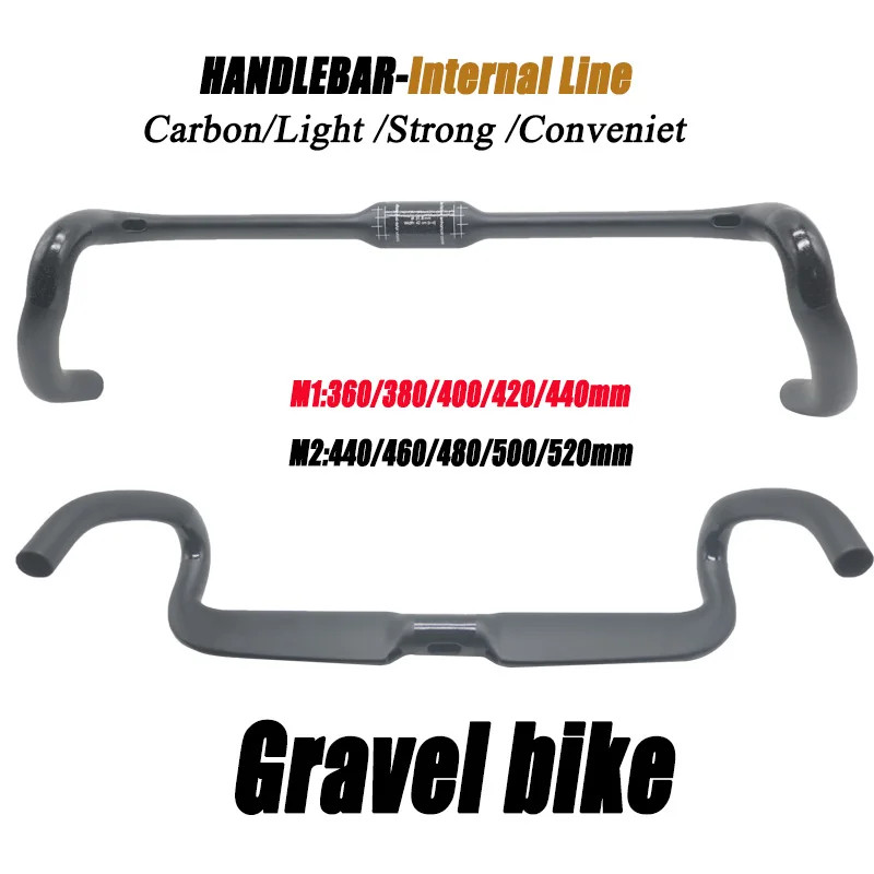 Carbon Gravel Road Bike Drop Bar Full Internal Cable 31.8mm Clamp 360-440mm